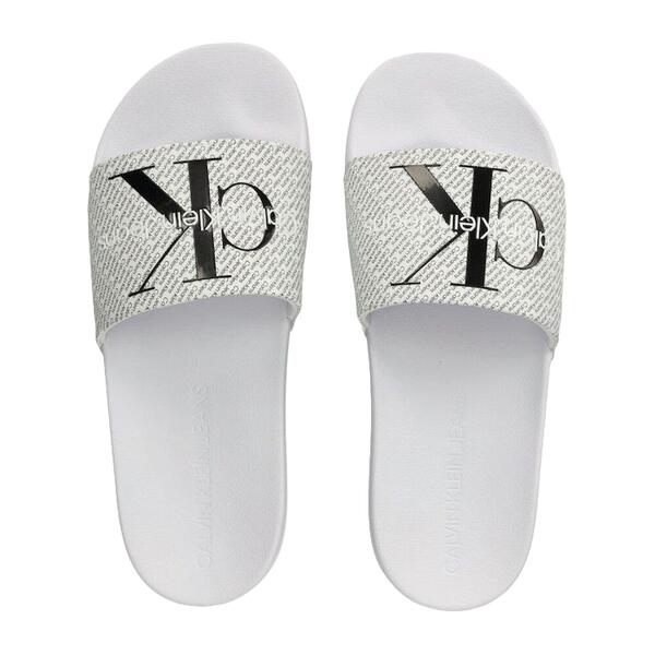 Γυναικείες Παντόφλες Calvin Klein Slide Aop Wn Bright White/Black Aop YW0YW01407-01W
