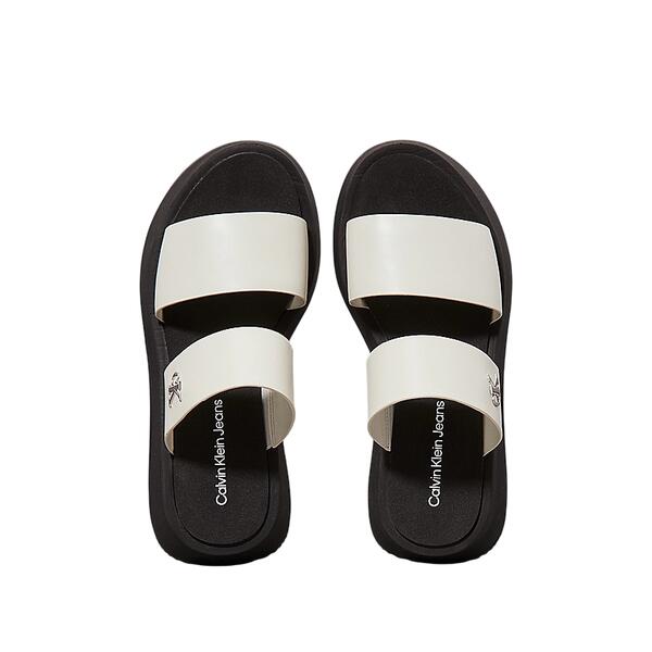 Γυναικείες Παντόφλες Calvin Klein Sandal Slide Double Strap Silver Birch Black YW0YW01694-CJH