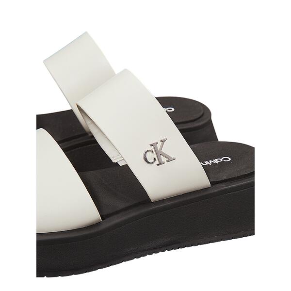 Γυναικείες Παντόφλες Calvin Klein Sandal Slide Double Strap Silver Birch Black YW0YW01694-CJH
