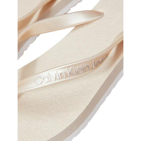 Γυναικείες Παντόφλες Calvin Klein Thong Tpu Metallic Eggshell Bright White YW0YW01720-ACF