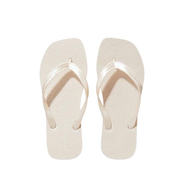 Γυναικείες Παντόφλες Calvin Klein Thong Tpu Metallic Eggshell Bright White YW0YW01720-ACF