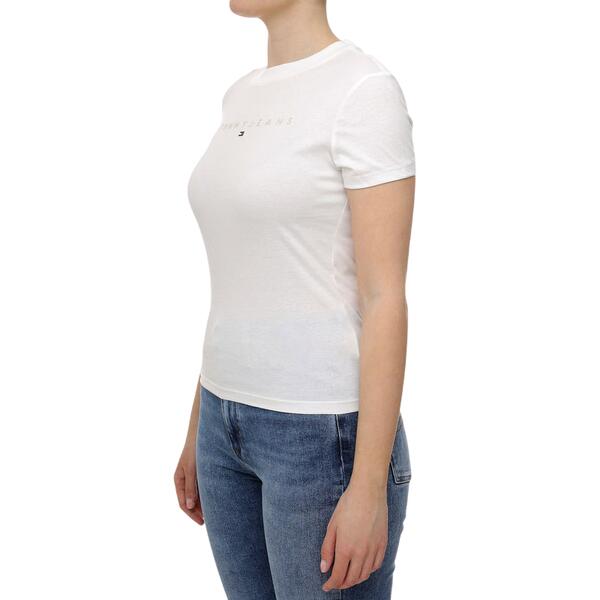 Γυναικείο T-shirt Tommy Jeans Slim Tonal Linear Tee Ext Ecru DW0DW20315-YBL