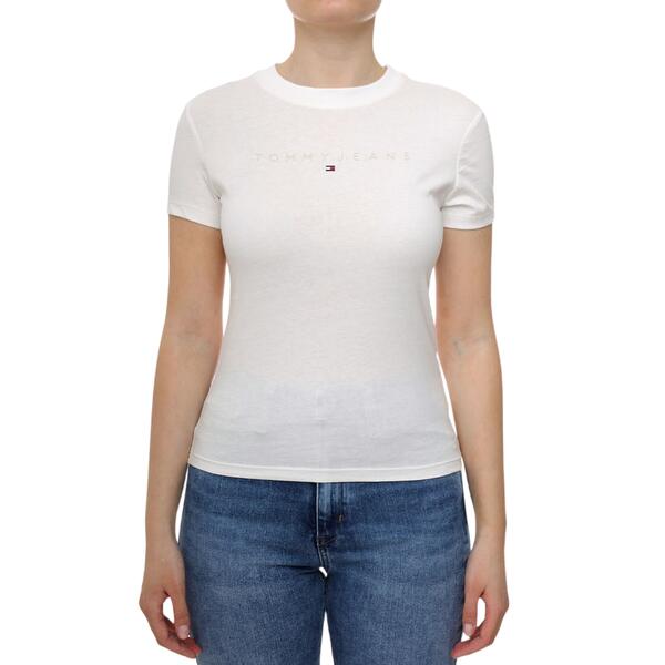 Γυναικείο T-shirt Tommy Jeans Slim Tonal Linear Tee Ext Ecru DW0DW20315-YBL